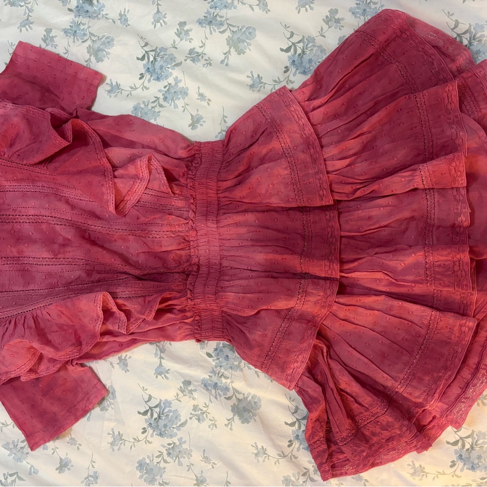 LoveShackFancy Pink Ruffled Mini Dress - Picture 4 of 5